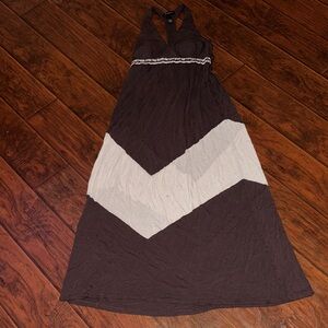 INC International Concepts Brown and Cream Halter Maxi Dress